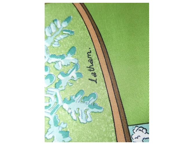Hermès Lenço de seda Neige d'Antan Marrom Branco Verde Laranja - vista 5