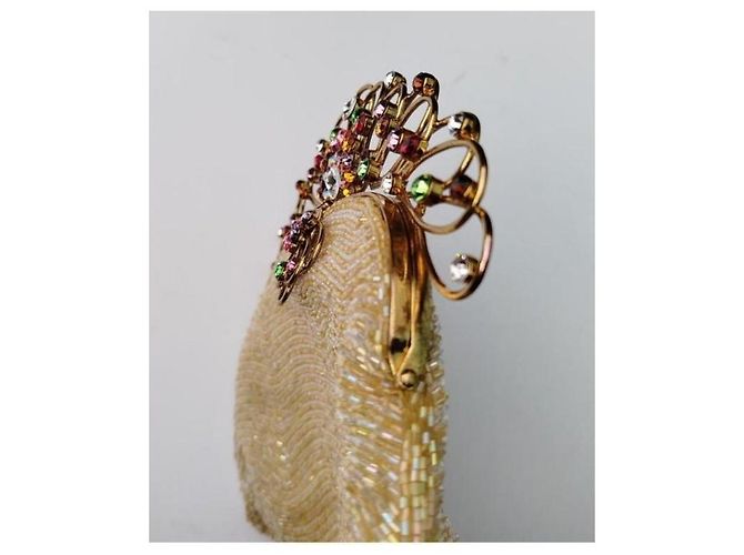 Autre Marque Butler & Wilson Clutch con Perline e Cornice a Tiara di Cristallo Multicolore D'oro - vista 5