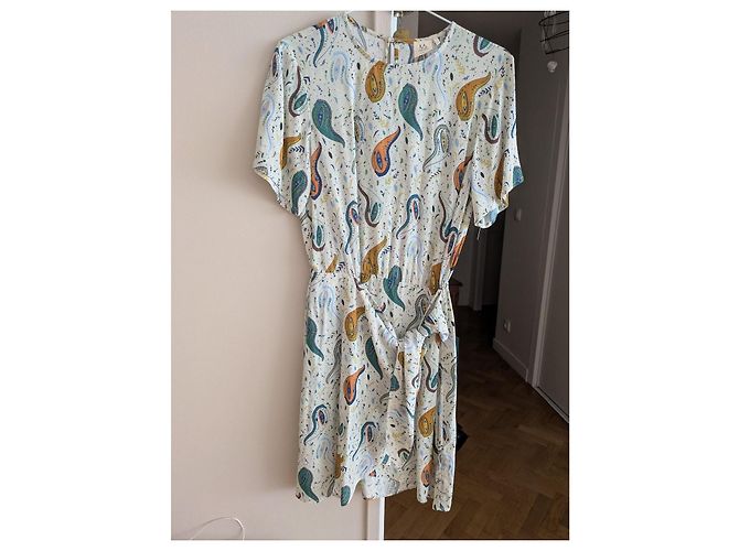 Autre Marque Marie Sixtine Sommerkleid mit Paisley-Print Weiß Mehrfarben - Ansicht 5