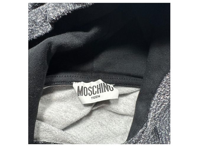 Moschino Teen Hoodie Leder-Optik Schwarz Grau - Ansicht 3