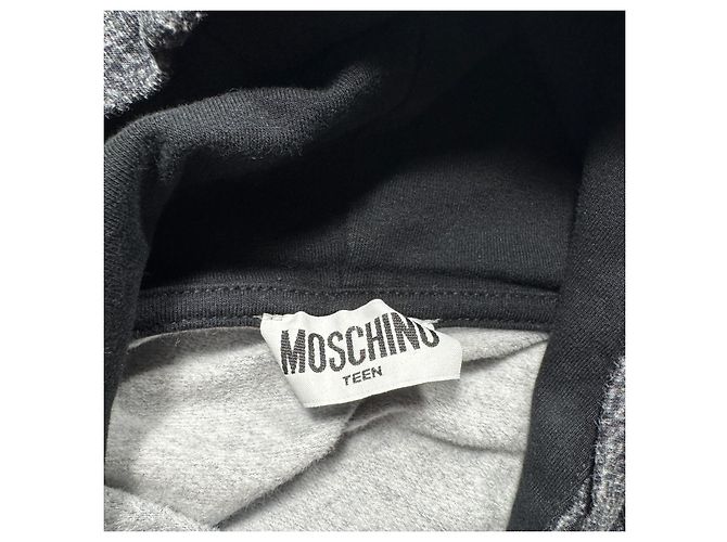 Moschino Teen Hoodie Leder-Optik Schwarz Grau - Ansicht 4