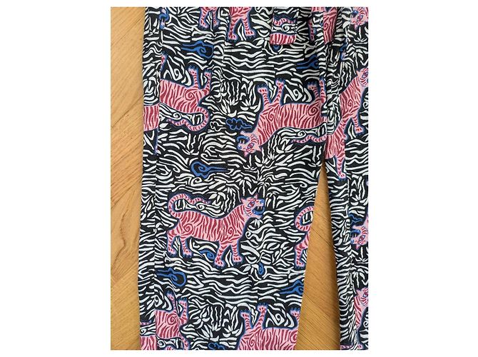 Autre Marque Marie Sixtine Tigerprint Hose Schwarz Pink Blau Mehrfarben - Ansicht 2