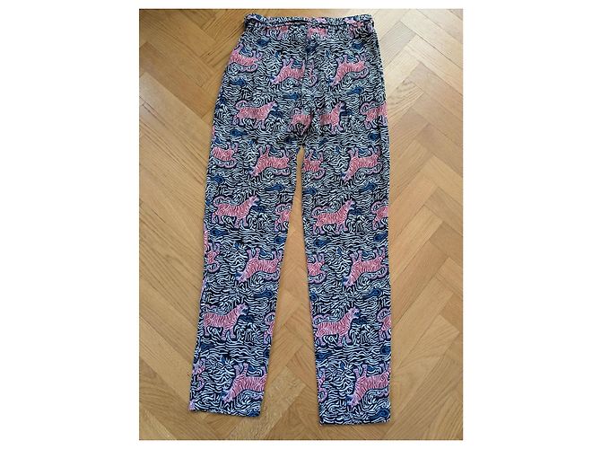 Autre Marque Marie Sixtine Tigerprint Hose Schwarz Pink Blau Mehrfarben - Ansicht 3