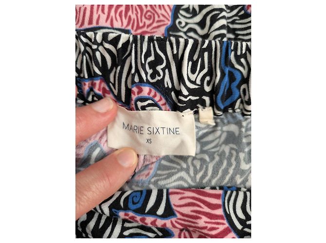 Autre Marque Marie Sixtine Tigerprint Hose Schwarz Pink Blau Mehrfarben - Ansicht 4