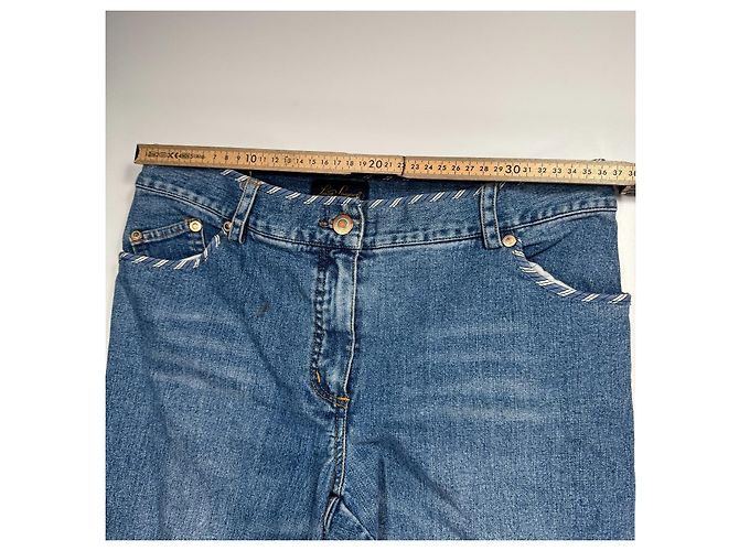 Luisa Spagnoli Vaqueros de denim azul con detalle de bolsillo de encaje - vista 4
