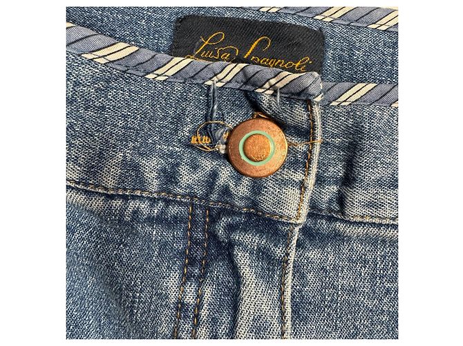 Luisa Spagnoli Vaqueros de denim azul con detalle de bolsillo de encaje - vista 5