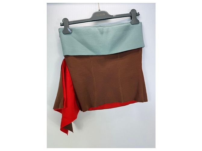 Fendi Top Senza Spalline Colorblock Marrone Rosso Blu chiaro - vista 2