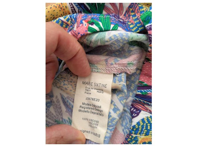 Autre Marque Marie Sixtine Midirock mit buntem Lama-Print Braun Pink Weiß Blau Mehrfarben Grün Lila Gelb - Ansicht 4