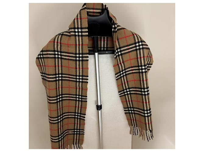 Burberry Sciarpa in lana Nova Check Nero Rosso Beige - vista 2