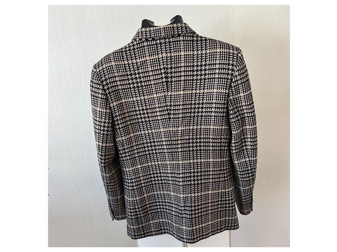 Burberrys Houndstooth Wool Blazer Brown Black Beige - view 2