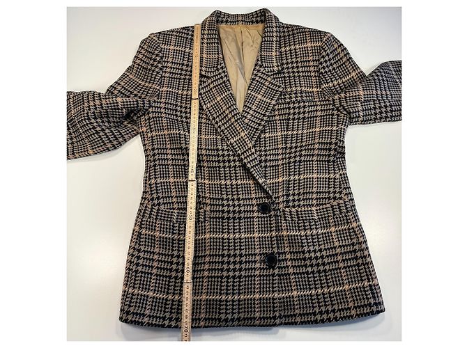 Burberrys Houndstooth Wool Blazer Brown Black Beige - view 8