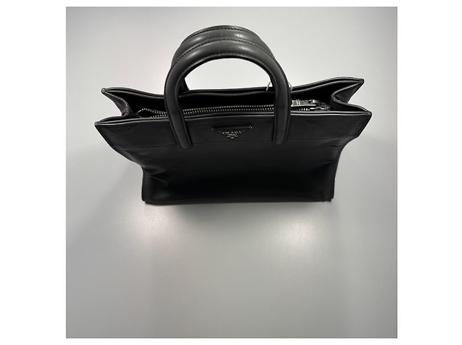 Prada Borsa Tote in Pelle Saffiano Grigio - vista 12