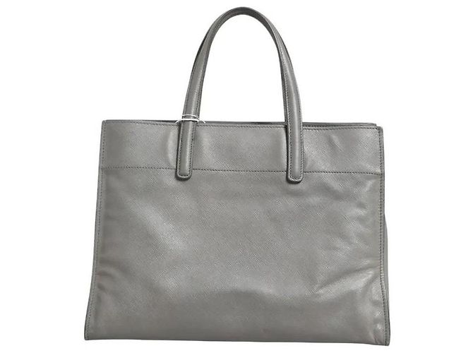 Prada Borsa Tote in Pelle Saffiano Grigio - vista 4
