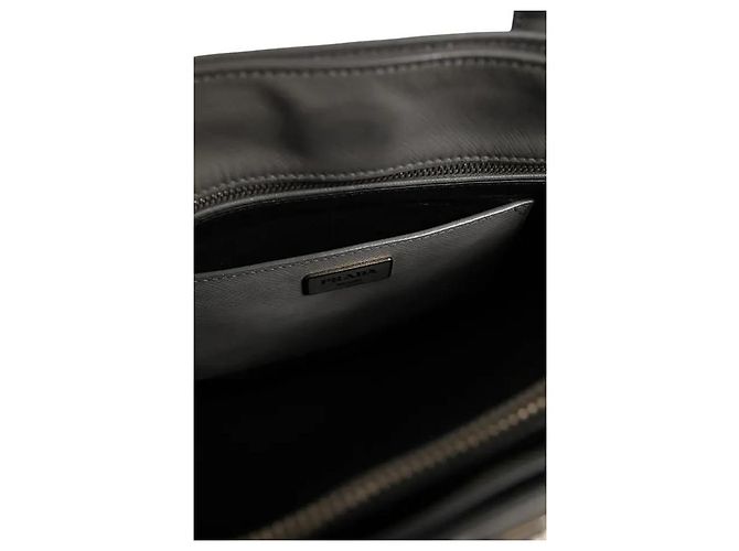 Prada Borsa Tote in Pelle Saffiano Grigio - vista 7