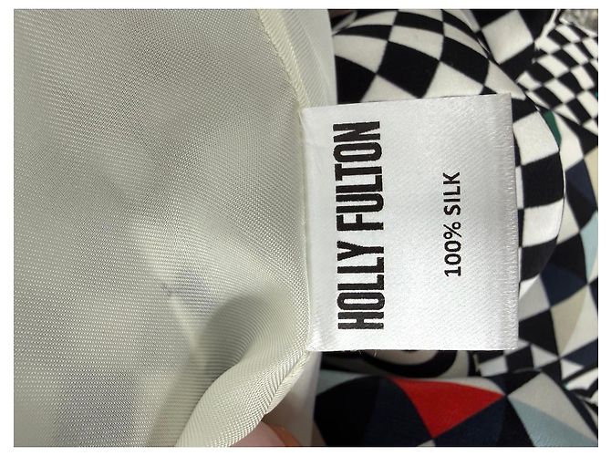 Autre Marque Holly Fulton Falda maxi de seda con estampado geométrico Negro Blanco Roja Azul Verde Amarillo - vista 4