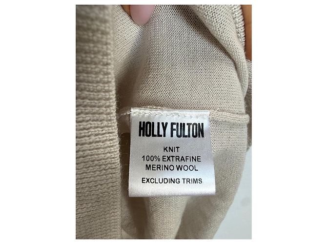 Autre Marque Holly Fulton verziertes Merinowolle Strickoberteil Mehrfarben Beige - Ansicht 3
