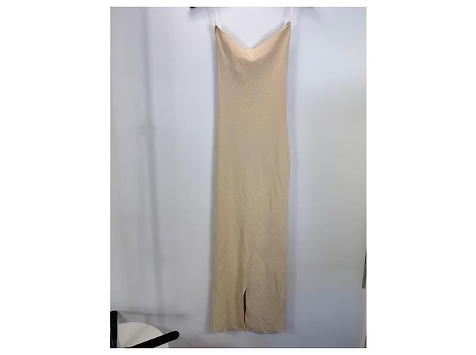 Autre Marque SNDYS Everyday Geripptes Maxi-Kleid mit Cut-Out - Beige - Ansicht 3