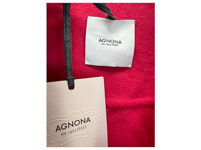 Agnona Abrigo de Cachemira con Ribete de Pelo Rosa Coral - vista 3