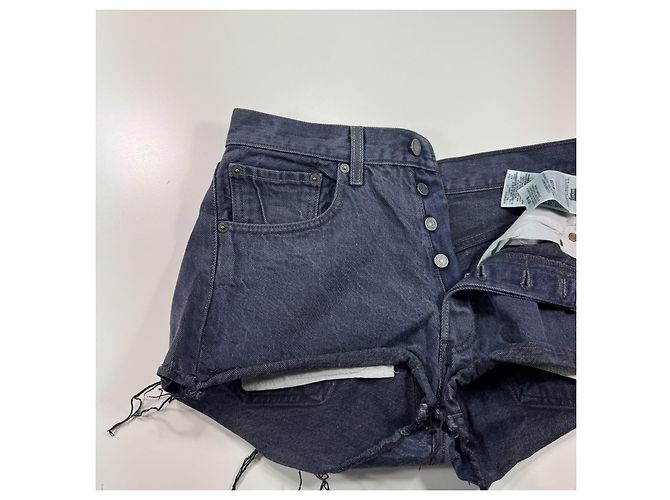 Short jeans Levi's 501 com laços xadrez Vermelho Verde Azul escuro - vista 13
