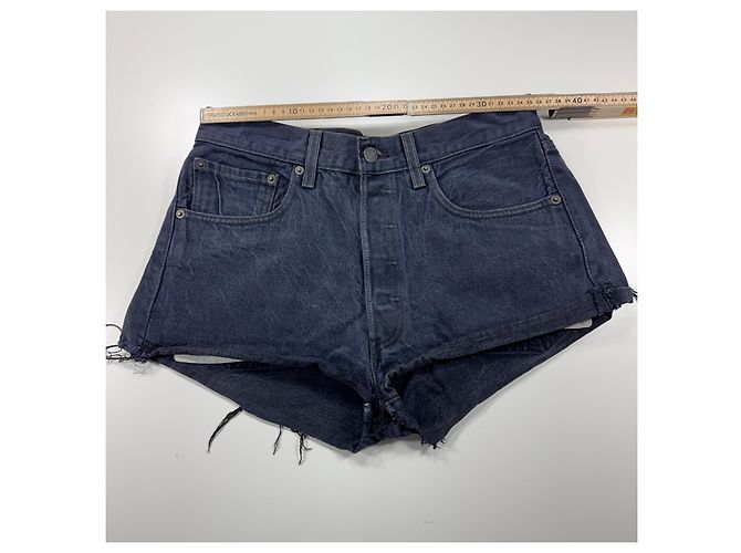 Short jeans Levi's 501 com laços xadrez Vermelho Verde Azul escuro - vista 3