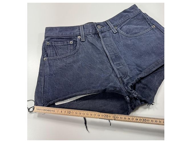 Short jeans Levi's 501 com laços xadrez Vermelho Verde Azul escuro - vista 6