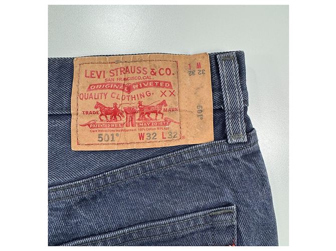 Short jeans Levi's 501 com laços xadrez Vermelho Verde Azul escuro - vista 9