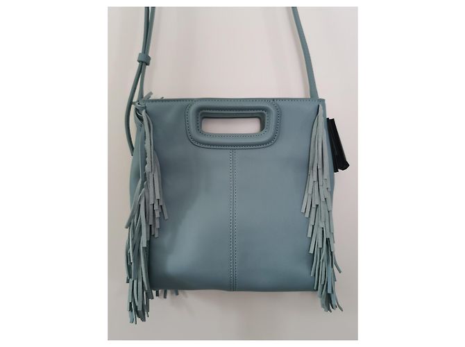Maje Borsa a tracolla M in pelle blu con frange - vista 11