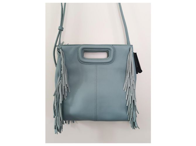 Maje Borsa a tracolla M in pelle blu con frange - vista 12