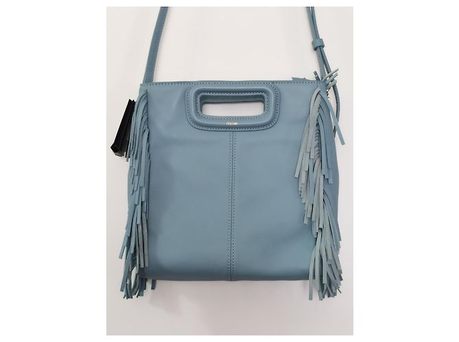 Maje Borsa a tracolla M in pelle blu con frange - vista 13