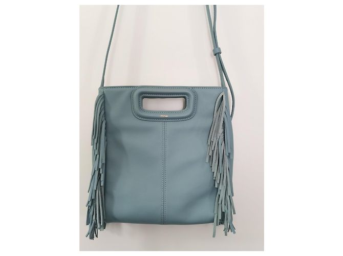 Maje Borsa a tracolla M in pelle blu con frange - vista 2