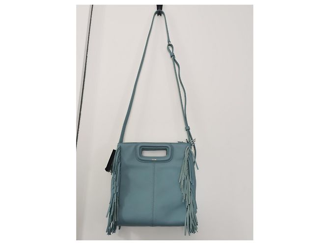 Maje Borsa a tracolla M in pelle blu con frange - vista 3