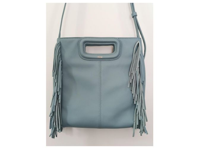 Maje Borsa a tracolla M in pelle blu con frange - vista 5