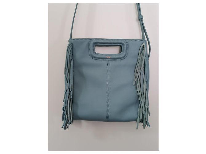 Maje Borsa a tracolla M in pelle blu con frange - vista 6