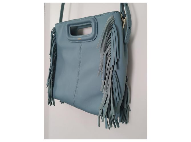 Maje Borsa a tracolla M in pelle blu con frange - vista 7