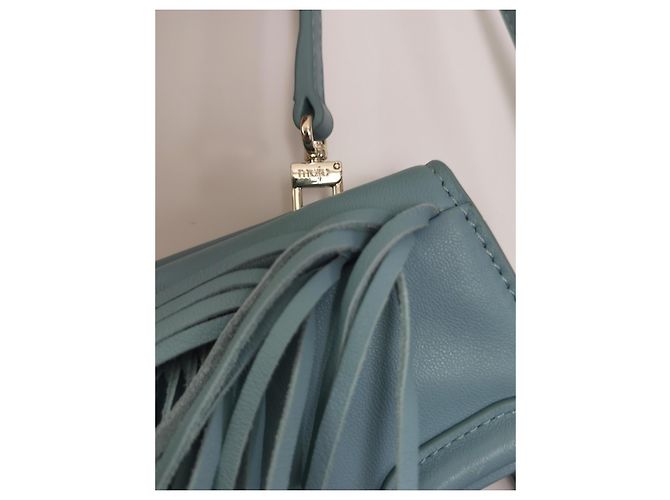 Maje Borsa a tracolla M in pelle blu con frange - vista 8