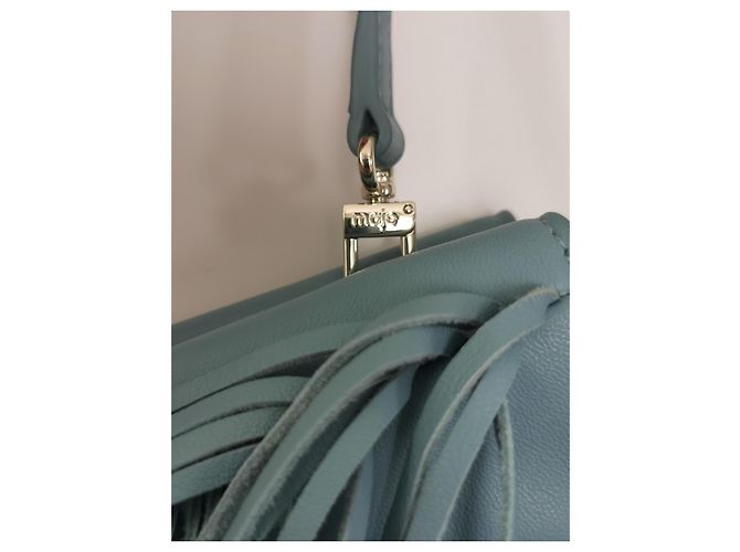 Maje Borsa a tracolla M in pelle blu con frange - vista 9