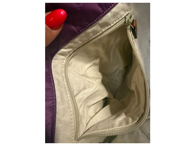 Gucci Borsa Tote in Tela Monogram GG e Pelle - Viola Porpora - vista 12