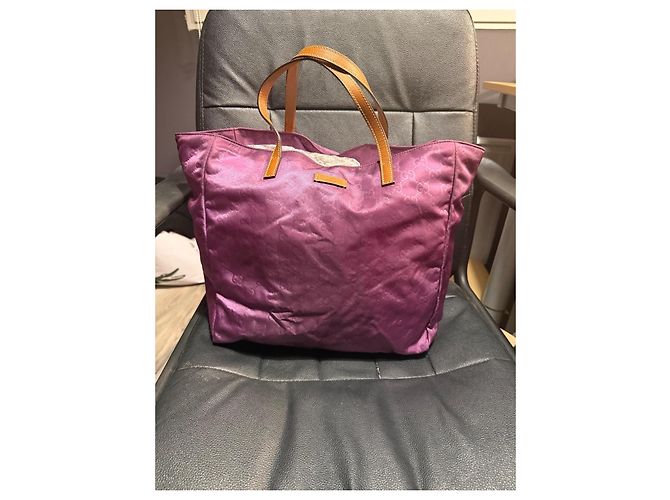 Gucci Borsa Tote in Tela Monogram GG e Pelle - Viola Porpora - vista 3