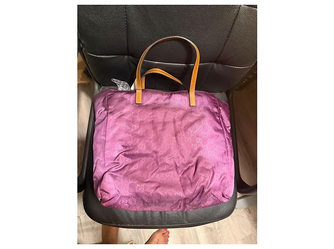 Gucci Borsa Tote in Tela Monogram GG e Pelle - Viola Porpora - vista 8