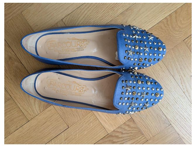 Autre Marque Parcours Paris Ballerine in pelle blu con borchie a stelle - vista 3