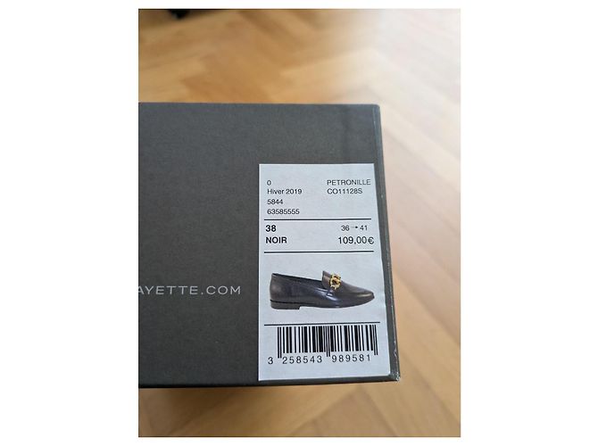 Autre Marque Galeries Lafayette Mocassini Pelle Nera Catena Oro Nero - vista 4