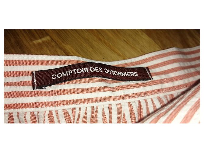 Comptoir des Cotonniers Gonna Midi a Righe Rosa e Bianco - vista 3
