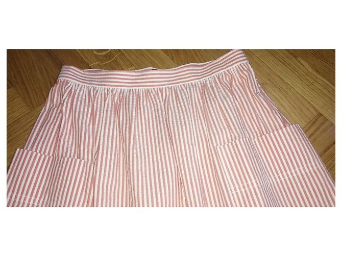 Comptoir des Cotonniers Gonna Midi a Righe Rosa e Bianco - vista 4