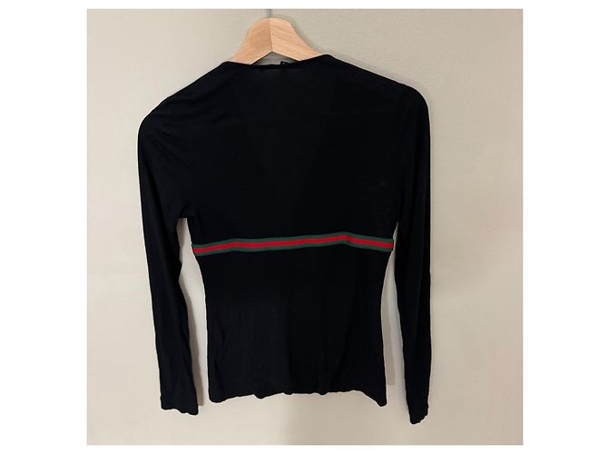 Gucci Top maniche lunghe banda Web - Nero - vista 2