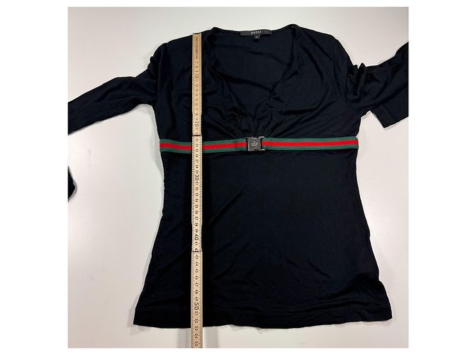 Gucci Top maniche lunghe banda Web - Nero - vista 6