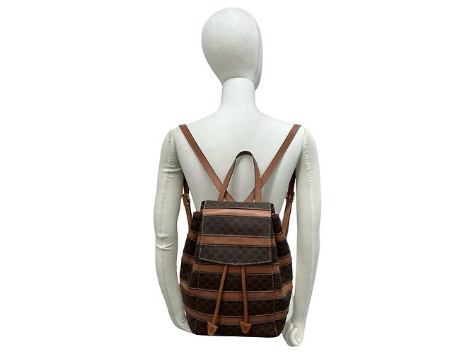Céline Zaino con coulisse CELINE Vintage Macadam Blazon Triomphe Pattern in pelle Marrone - vista 2