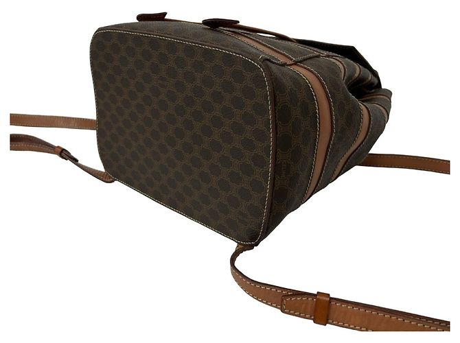 Céline Zaino con coulisse CELINE Vintage Macadam Blazon Triomphe Pattern in pelle Marrone - vista 8