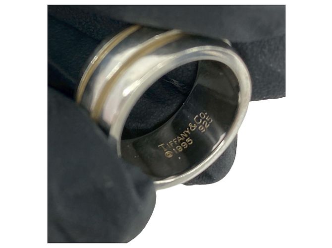 Tiffany & Co Tiffany Vintage Grooved Double Line Band Ring Silber - Ansicht 3