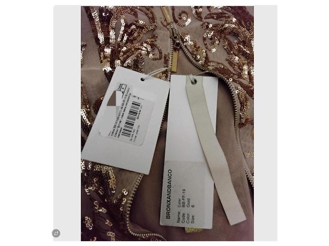 Autre Marque Bronx and Banco Ester Gold Pailletten-Midikleid aus Seide - Ansicht 11