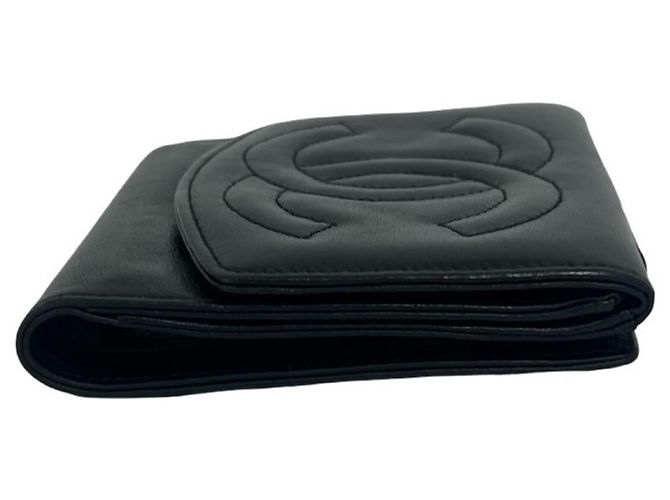 Timeless Chanel Vintage Large Coco Lambskin Bi-fold Wallet Black - view 5